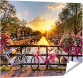 Gards Tuinposter Amsterdamse Brug met Zonsopgang - 100x80 cm - Tuindoek - Tuindecoratie - Wanddecoratie buiten - Tuinschilderij