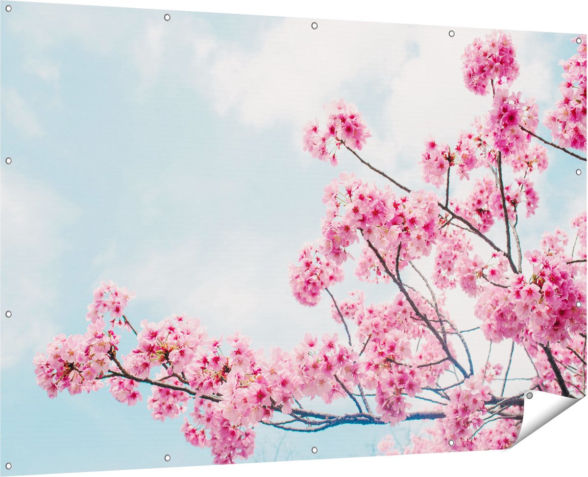 Gards Tuinposter Roze Bloesemboom - Bloemen - 180x120 cm - Tuindoek - Tuindecoratie - Wanddecoratie buiten - Tuinschilderij Multikleur