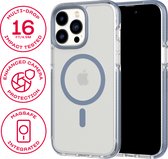 Tech21 Evo Crystal - iPhone 14 Pro Max hoesje - Schokbestendig telefoonhoesje - Geschikt voor MagSafe - Transparant/Blauw - 4,9 meter valbestendig - Flexshock