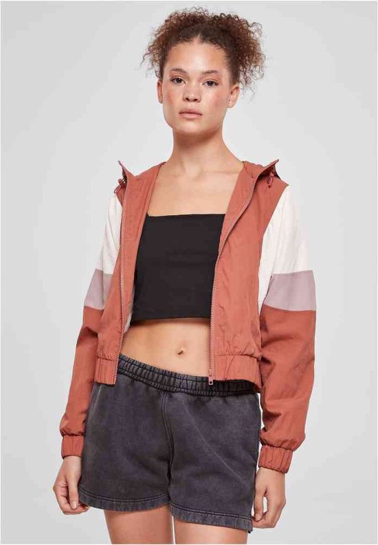 Urban Classics Jacket Short 3-Tone Crinkle Oranje/Roze