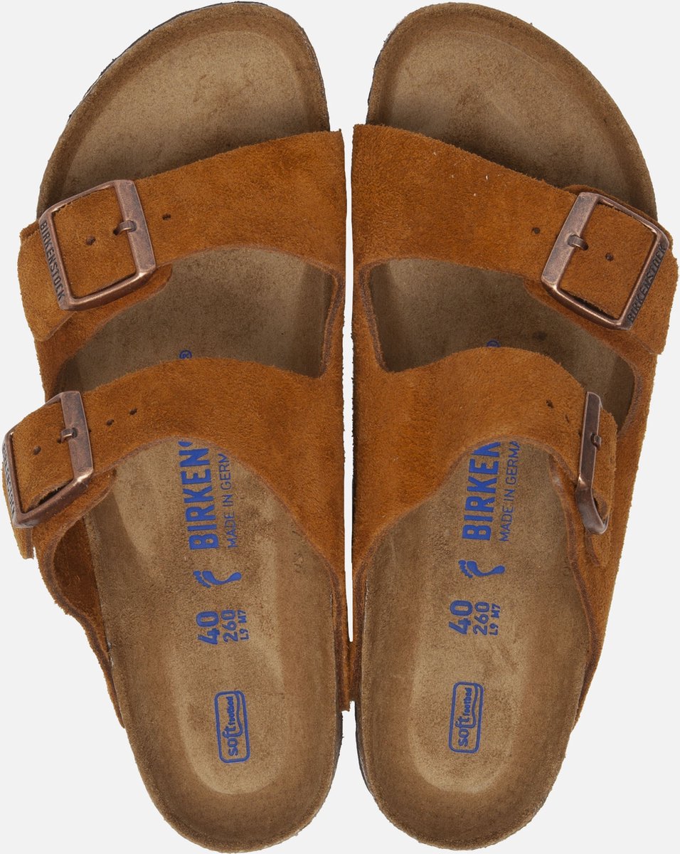 Birkenstock Arizona slippers cognac Nubuck Heren Ink