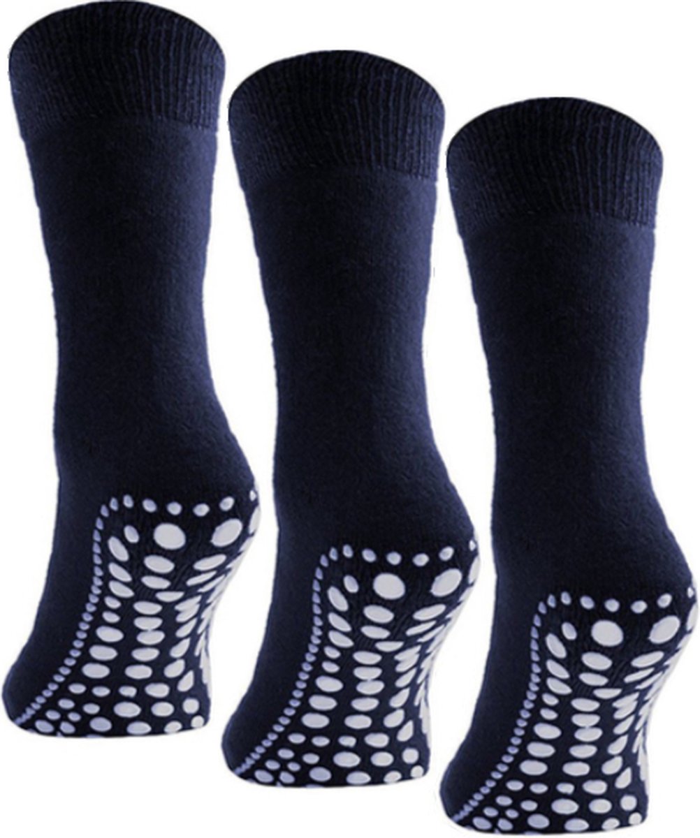 Budino Huissokken set - Antislip sokken - 3 paar - maat 39-42 - Blauw - Budino
