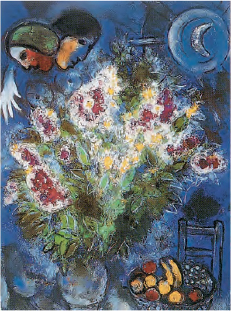 Mini kunstposter - Marc Chagall - Stilleven met bloemen - 24x30 cm