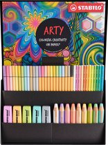 STABILO BOSS ORIGINAL, Woody 3 en 1, aquacolor, Pen 68 et point 88 - Creative ARTY Mix Set In Luxe Box - Avec 50 pièces