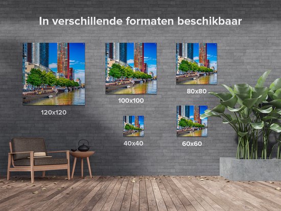 Gards Affiche de jardin Rotterdam Canal avec Bateaux - 110x110 cm - Toile de jardin - Décoration de jardin - Décoration murale extérieur - Peinture de jardin