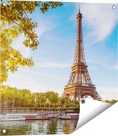 Gards Tuinposter Eiffeltoren in Parijs aan het Water - 60x60 cm - Tuindoek - Tuindecoratie - Wanddecoratie buiten - Tuinschilderij