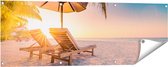 Gards Tuinposter Tropisch Strand tijdens Zonsondergang - 120x40 cm - Tuindoek - Tuindecoratie - Wanddecoratie buiten - Tuinschilderij