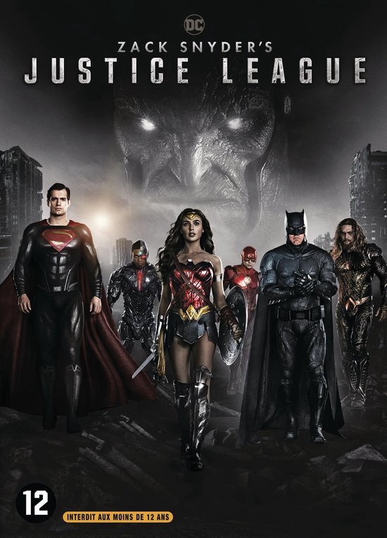 Zack Snyder's Justice League poster met Superman, Wonder Woman, Batman, Aquaman, Cyborg, The Flash en Darkseid.