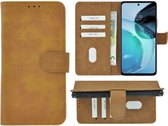 Pearlycase hoesje voor Motorola Moto G73 - Kunstleer Book Case - Bruin