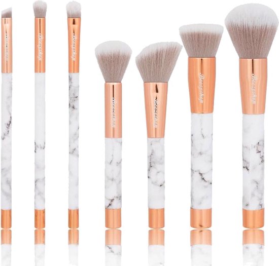 Boozyshop ® 7 pc. Marble Brush Set - Make up kwasten set - Marmer / goud - 7-delig - Kwastenset