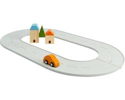 PlanToys Houten Speelgoed Rubber Weg & Spoor Set Klein