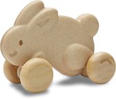 Plan Toys houten konijn op wielen - wit