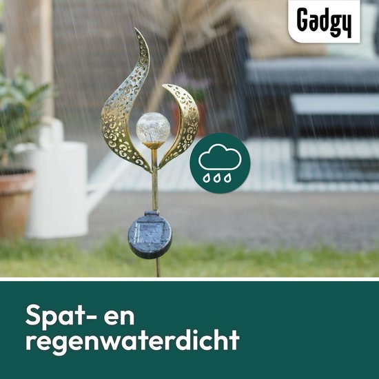 Gadgy Solar Flame Lamp met Grondspies – Solar Tuinverlichting set 2 st. - Tuinverlichting op Zonneenergie Buiten – Led Buitenverlichting met Sensor - Tuinlantaarn - Tuinfakkel - Tuinsteker - Brons kleurig Metaal