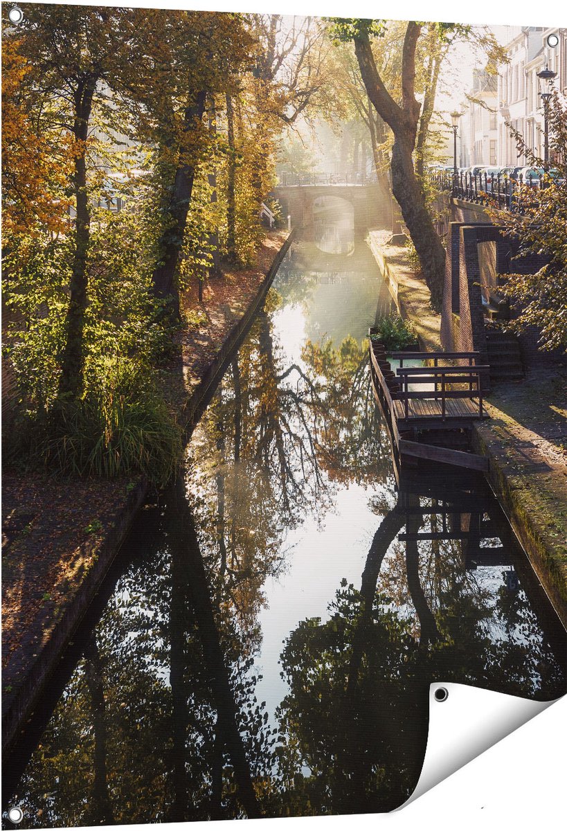 Gards Tuinposter Nieuwe Gracht in Utrecht - 80x100 cm - Tuindoek - Tuindecoratie - Wanddecoratie buiten - Tuinschilderij Multikleur