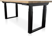 Zit-sta bureau met massief eiken blad 160 x 80 cm - MRC PRO Solid NEN-EN 527 - elektrisch verstelbaar - frame zwart - 125 cm hoog - 200KG draagvermogen