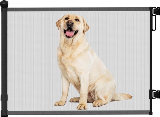 HiPet Oprolbaar Traphekje / Veiligheidshek - Hondenhek / Dierenhek - tot 120 cm - Zwart