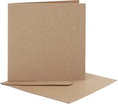 Kaarten en enveloppen, afmeting kaart 12,5x12,5 cm, afmeting envelop 13,5x13,5 cm, naturel, 10 set/ 1 doos