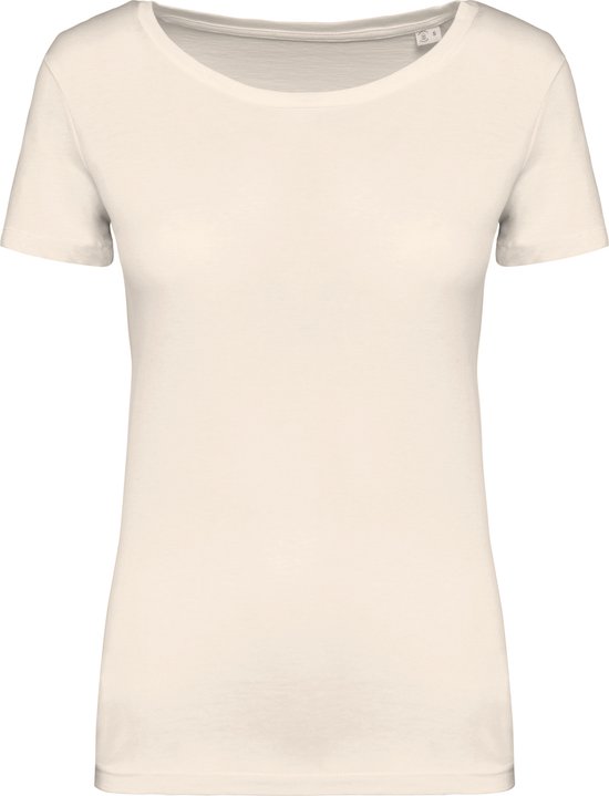 Biologisch T-shirt dames 'Native Spirit' met ronde hals Ivory - L