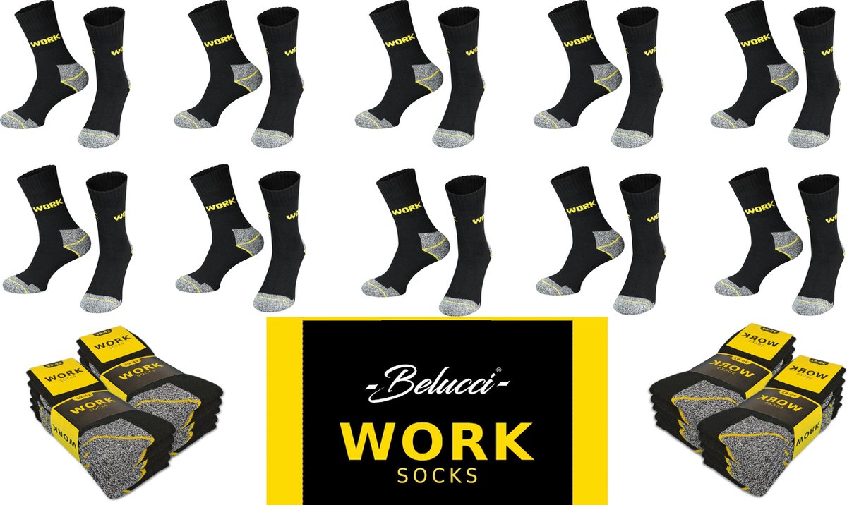 Belucci Premium Werksokken - 10 paar - Grijs Melange - Maat 46/50