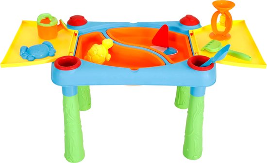 Zand- en watertafel - Zandtafel speelgoed - Zandtafel met deksel - Tekentafel - Tekentafel peuter - Knutseltafel - Kleurtafel kinderen - Buitenspeelgoed - 17-delig