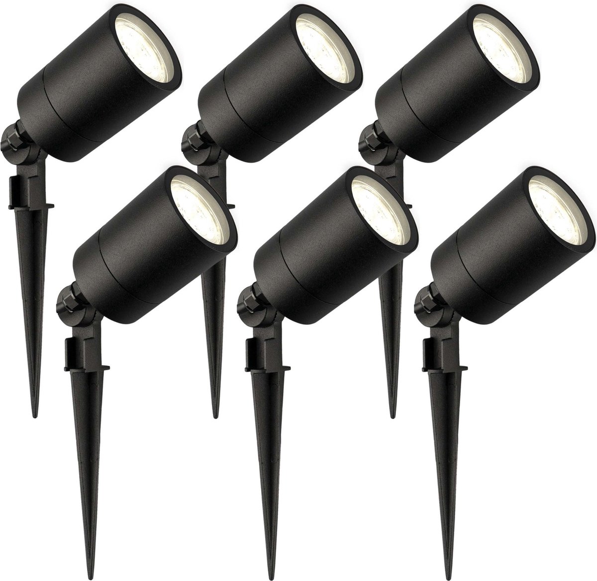 Ledvion - 6X LED Prikspots - 4000K - Zwart - 5W - IP65