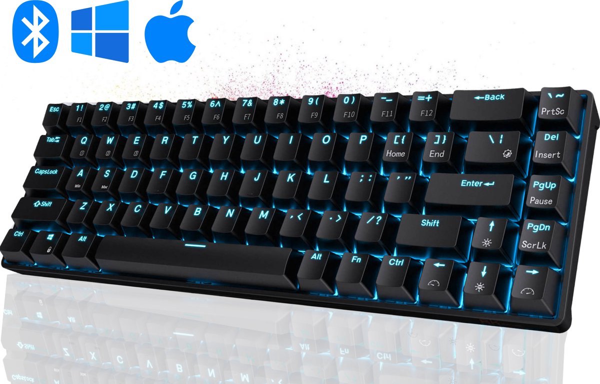Royal Kludge RKG68 - Mechanisch RGB Toetsenbord - Gaming Keyboard - Zwart - RGB - Wired & Wireless - TRI Mode - 2.4Ghz Adapter - Bluetooth - Type-C - Blue Switches - 3/5 Pin - Gaming - Office