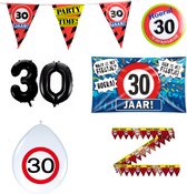30 jaar verjaardag versiering pakket verkeersbord incl. Gevelvlag (pakket 2) | 30 jaar versiering | 30 jaar feestje §