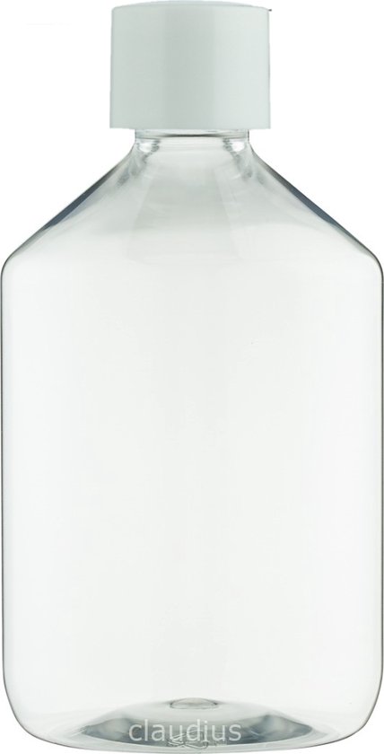 Flacon plastique vide 500 ml Flacon pharmacie PET transparent - avec  bouchon blanc 
