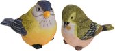 Figurines décoration Jardin/ maison set de 2x oiseaux - polystone - 12 cm