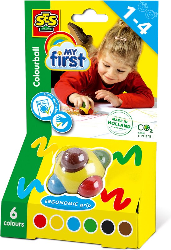 SES - My First - Colourball - krijtstift - makkelijk voor jonge kinderen -  6... | bol.com