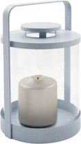 Fink lantaarn Lupita - 25 cm - metaal - blauw - rond - glas - windlicht