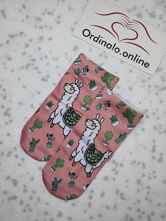 Alpaca-Cactus-Sokken-Unisex-One size-Grappig-Planten-Lief-Grappig-Unisex-One size-Verjaardag-Cadeau-Cadeautip-Socks