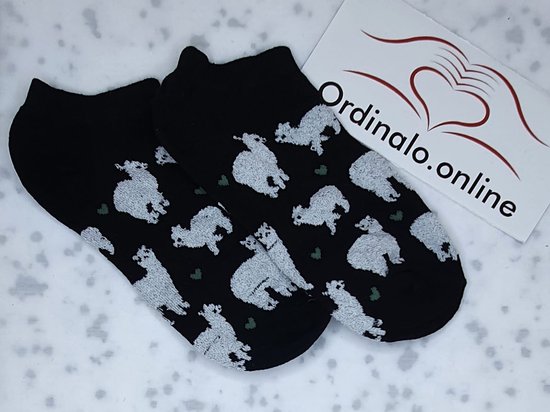Alpaca-Sokken-Zwart-Lief-Schattig-Lief-Grappig-Unisex-One size-Verjaardag-Cadeau-Cadeautip-Socks