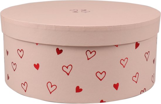 Geschenkdoos | Love Story | karton | 10cm | Ø22.5cm | roze | 1 stuks