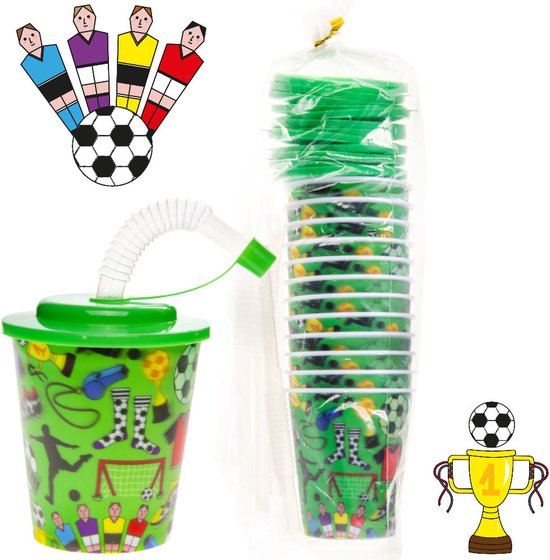 Juypal Drinkbeker met deksel en rietje - geel - kunststof - 450 ml - 12
