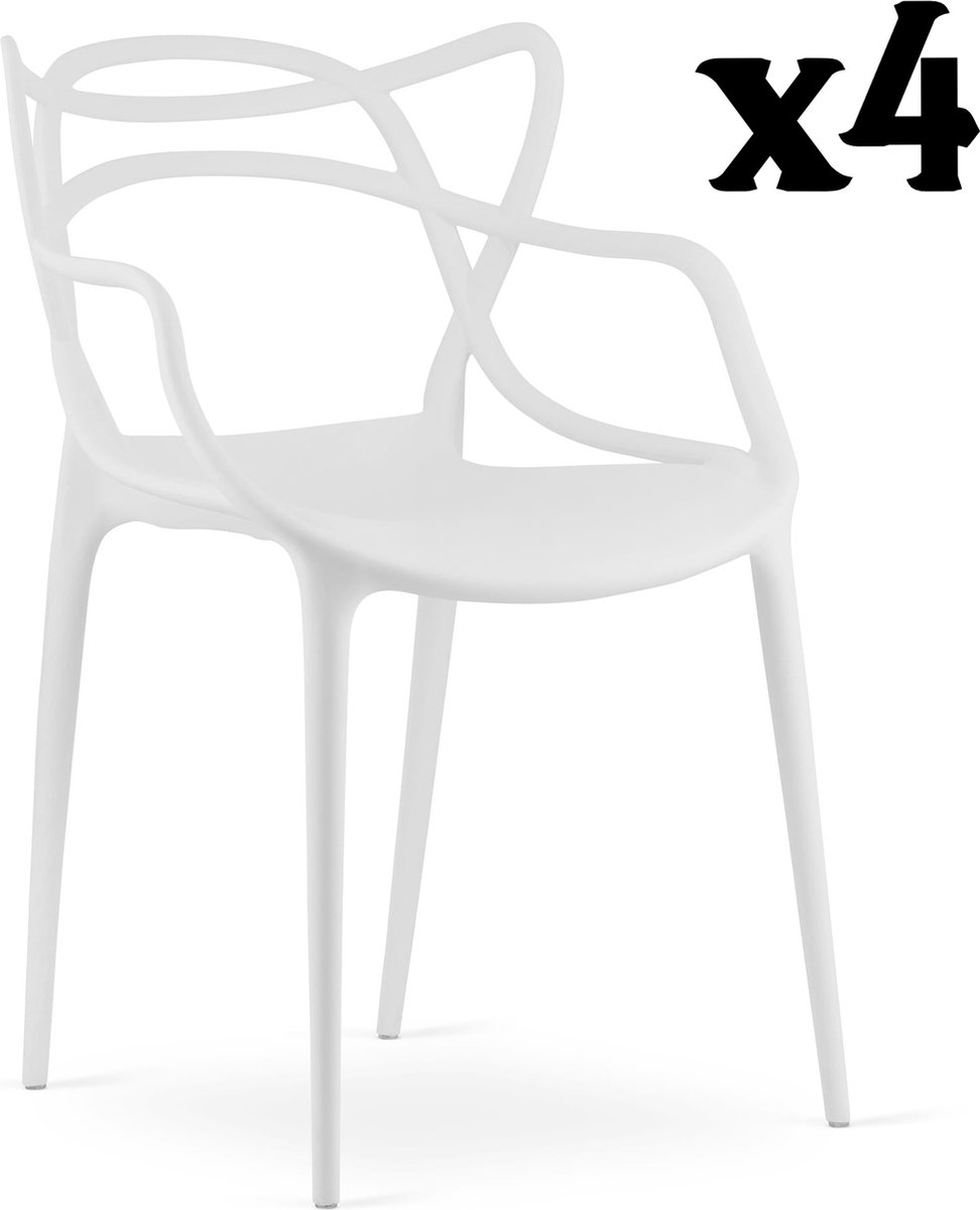 Meubel Square - Tuinstoel ONYX stoel - wit - set van 4 - eetkamersteol - kuipstoel - eettafel stoelen
