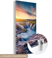 Peinture sur verre - Photo sur verre - Cascade - Soleil - Berg - Nature - Peinture sur verre - Verre acrylique - Décoration murale - 40x80 cm - Plaque acrylique - Peintures de salon