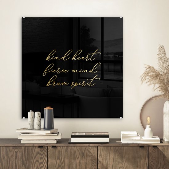 MuchoWow® Peinture sur verre - Citations - Dictons - Or - Zwart - 50x50 cm - Peintures sur verre acrylique - Photo sur Glas