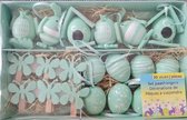 20 Paashangers set met verschillende mintgroene paaseitjes paasdecoratie - paasversiering paaseitjes voor paasboom paastakken