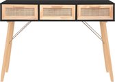 vidaXL Table console 105 x 30 x 75 cm Bois de pin massif et rotin naturel