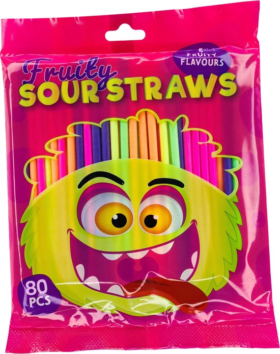 Fruit sour straws 80 st. bol