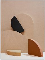 Poster Glanzend – Groepje Abstracte Vormen in Beige en Bruine Tinten - 75x100 cm Foto op Posterpapier met Glanzende Afwerking