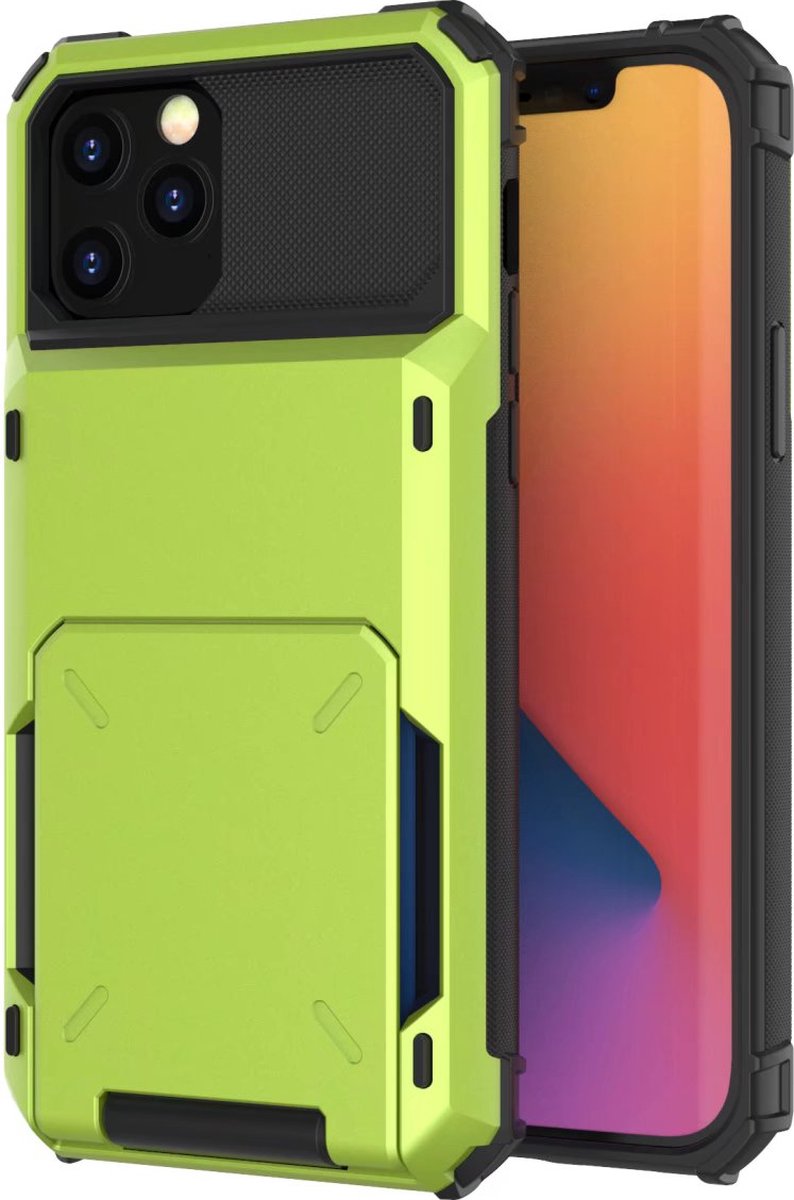 Hoesje geschikt voor iPhone SE 2022 - Backcover - Pasjeshouder - Portemonnee - TPU - Groen