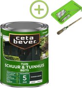 CetaBever Schuur & Tuinhuis Beits - Zijdeglans - Donkergroen - 750 ml Inclusief 6 delige beitsset