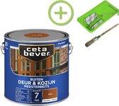 CetaBever Buiten Deur & Kozijn Meester Beits - Zijdeglans - Teak - 2,5 liter Inclusief 6 delige beitsset
