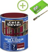 CetaBever Buiten Deur & Kozijn Meester Beits - Zijdeglans - Engels Rood - 750 ml Inclusief 6 delige beitsset