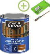 CetaBever Buiten Deur & Kozijn Meester Beits - Zijdeglans - Donkereiken - 750 ml Inclusief 6 delige beitsset