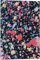 Tuinposter – Pastelkleurige Vlekken op Zwarte Achtergrond - 50x75 cm Foto op Tuinposter (wanddecoratie voor buiten en binnen)