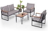 Tuinmeubelset - Loungeset - Tuinset 4 persoons - Outdoor - Incl. Kussens en tafel - Zebra - Metaal - Design