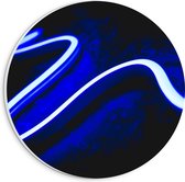 PVC Schuimplaat Muurcirkel - Blauwe Golvende Streep (Niet Lichtgevend) - 20x20 cm Foto op Muurcirkel (met ophangsysteem)